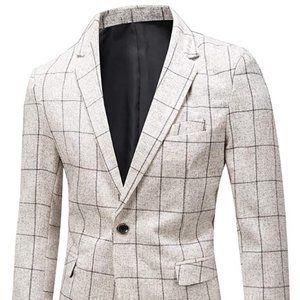 Men's Slim Fit Blazer Jacket Casual One Button